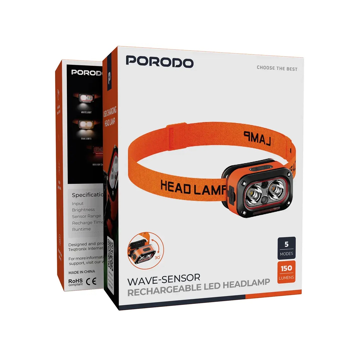 Porodo Wave-Sensor Rechargeable LED Headlamp - Image 3