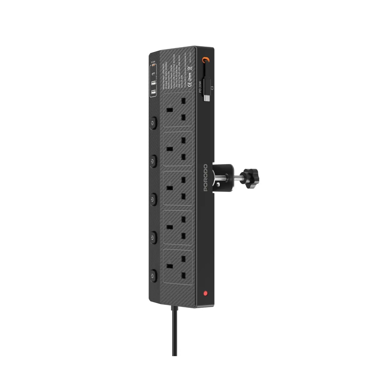 Porodo Voltguard Multi‑Port Power Socket